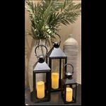 Stainless Steel Candle Lantern Set Black Powdercoated - Set of 3 Pieces